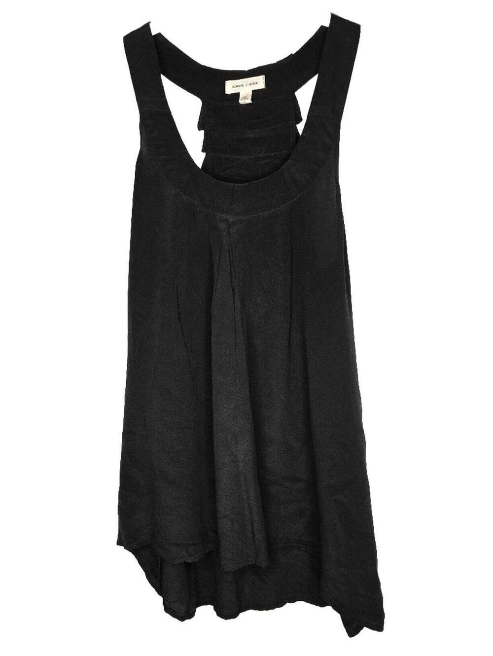 Silence + Noise Black 100% Silk Ruffle Back Blouse Tank Top  Small